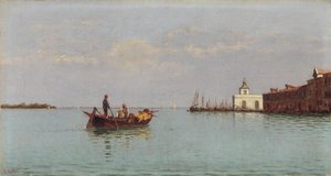 View of the Punta della Dogana with a Gondola in the Foreground by Pietro Galter